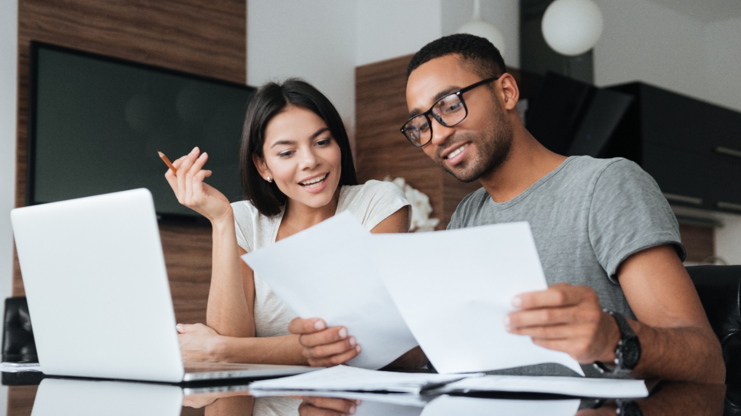 Finance Couple looking at their finances